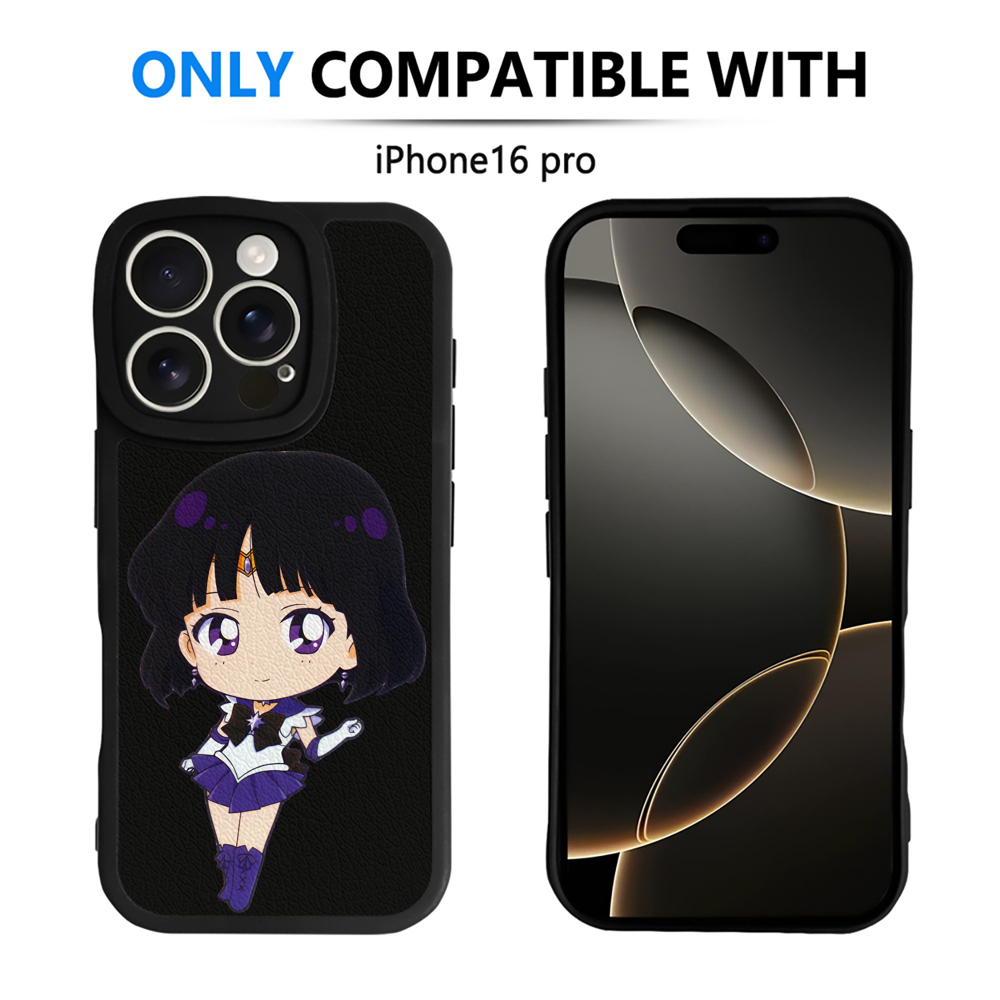 （画像用） 美少女戦士セーラームーン 土萠ほたる Sailor Moon Tomoe Hotaru （セーラーサターン；Sailor Saturn） 【iPhone 16シリーズ対応】シリコンスマホケース（レザー調） 材質：シリコン